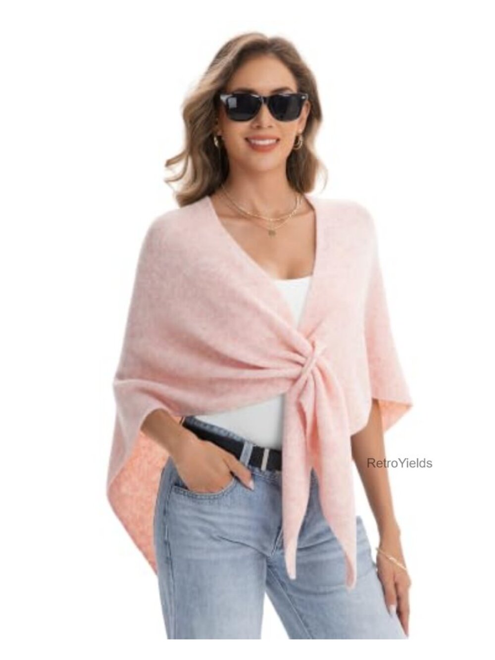Pashmina Blend Triangle Shawl Wrap Women's Knit Shoulder Cape